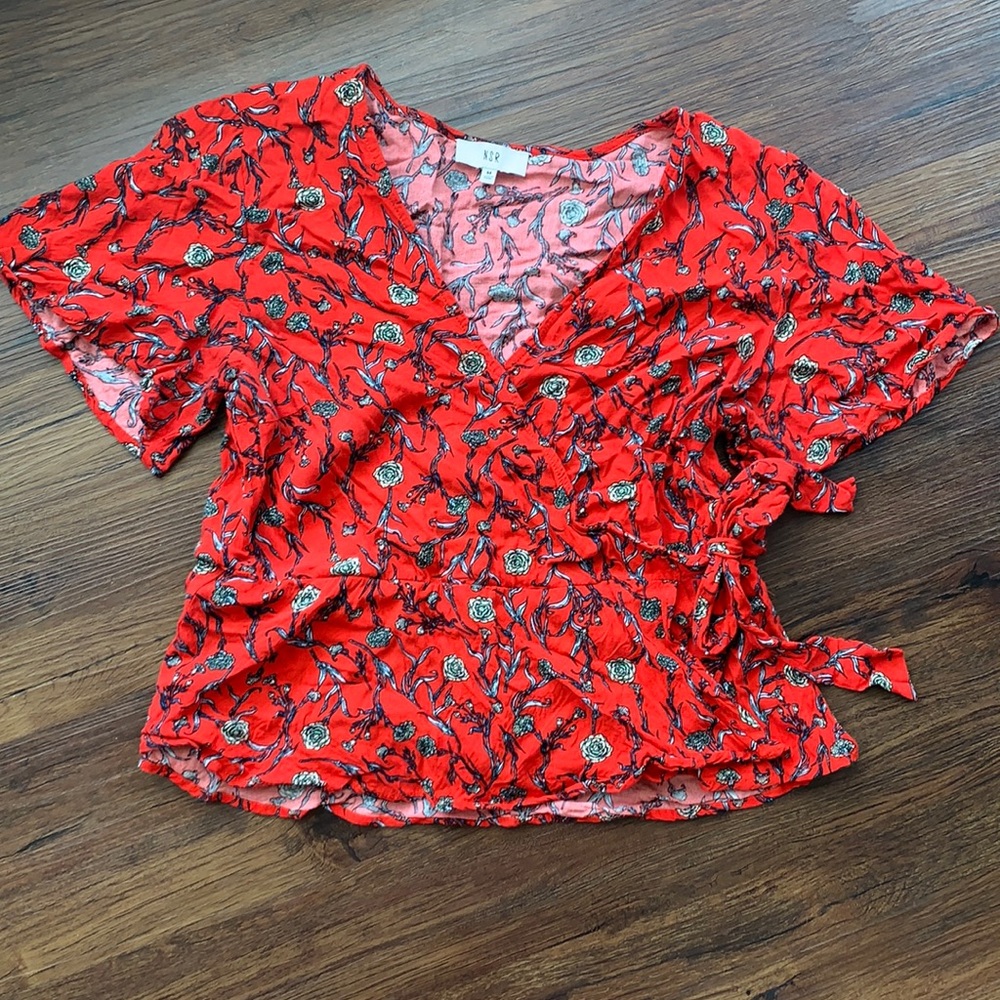 NSR Floral Wrap Peplum Blouse